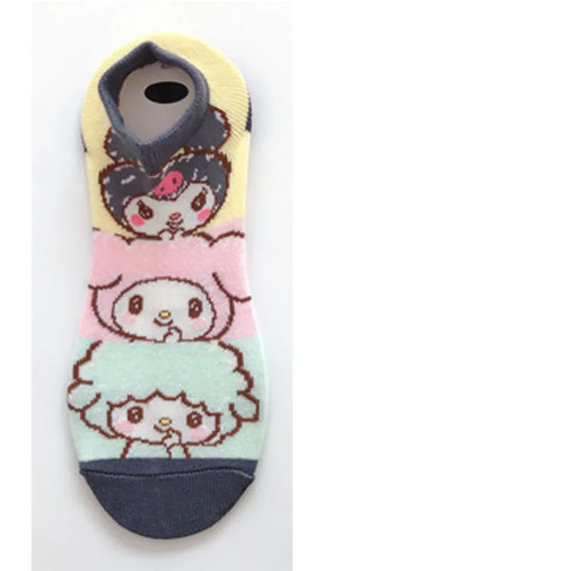 Розовый Koomi/носки в стиле харакдзюку kawaii/женские носки my melody носки до щиколотки с рисунком из мультфильма, европейские размеры 34-38, 10 пар - Цвет: Розовый