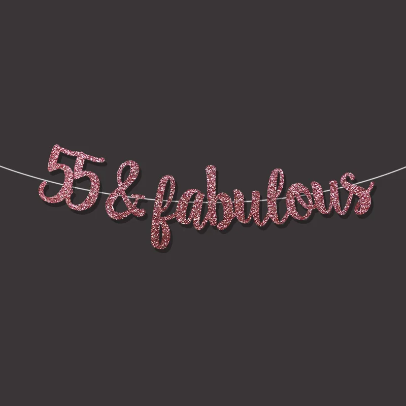 Золотой/черный/серебряный блеск 55& замечательный баннер 55-й happpy День Рождения Декор 55 юбилейные праздничные украшения поставки