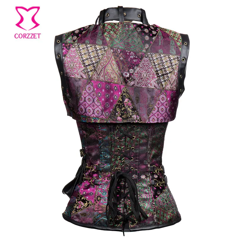 Фиолетовый готический корсет в стиле стимпанк Костюмы размера плюс корсеты и