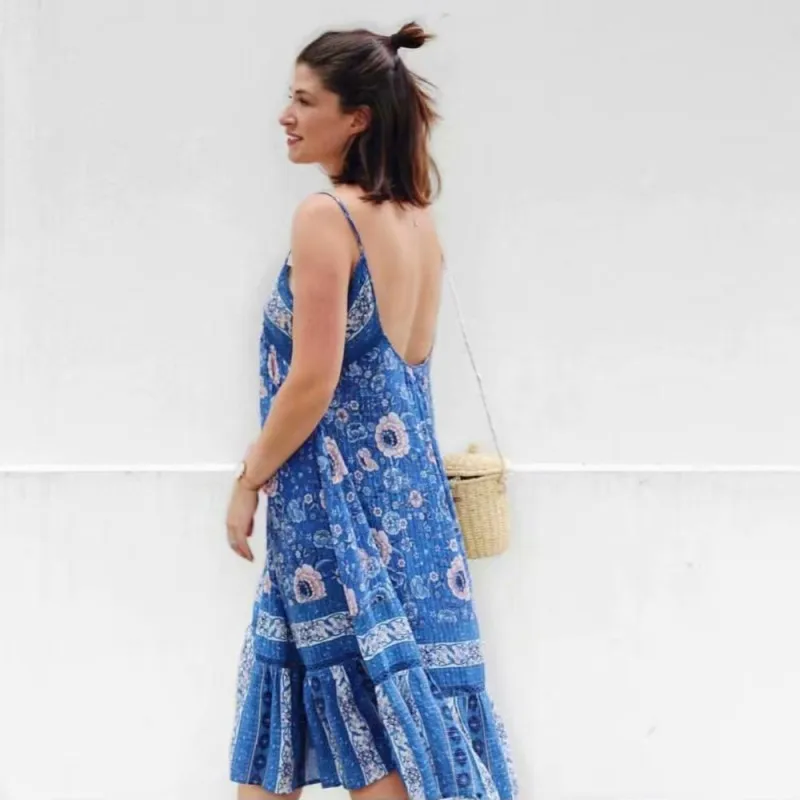 Винтажное богемное платье-миди с цветочным принтом пикантные летние платья