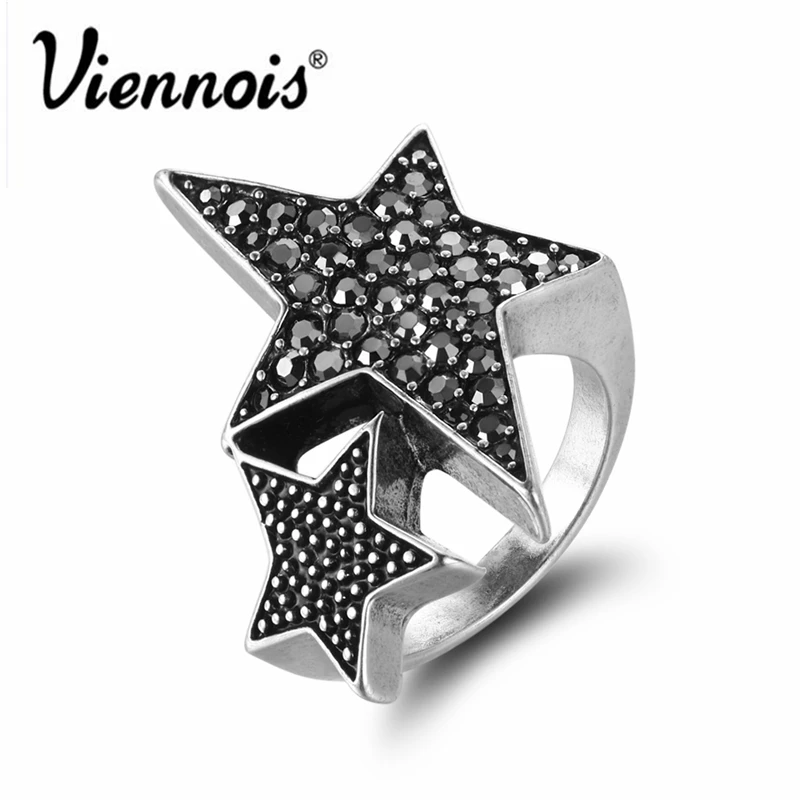 Vintage Silver Color Viennois Серебряные кольца для женщин Звездные кольца Ювелирные изделия с золотым кольцом Свадебная вечеринка Женские кольца для пальцев - Цвет основного камня: Vintage Silver Color