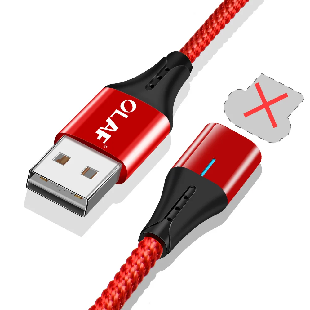 No plug Only Cable Олаф Быстрая зарядка 3,0 Магнитный двухсторонний светодиодный микро Тип usb C кабель для samsung S8 S9 плюс Зарядное устройство Шнур для Iphone X XR XS Max - Цвет: No plug Only Cable