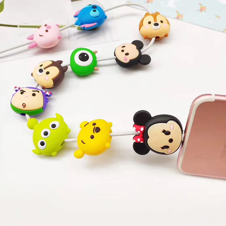 Милый Кабельный органайзер с героями мультфильмов, защита от usb зарядки, шнур для передачи данных, защитный держатель, чехол, органайзер, кабель, провод
