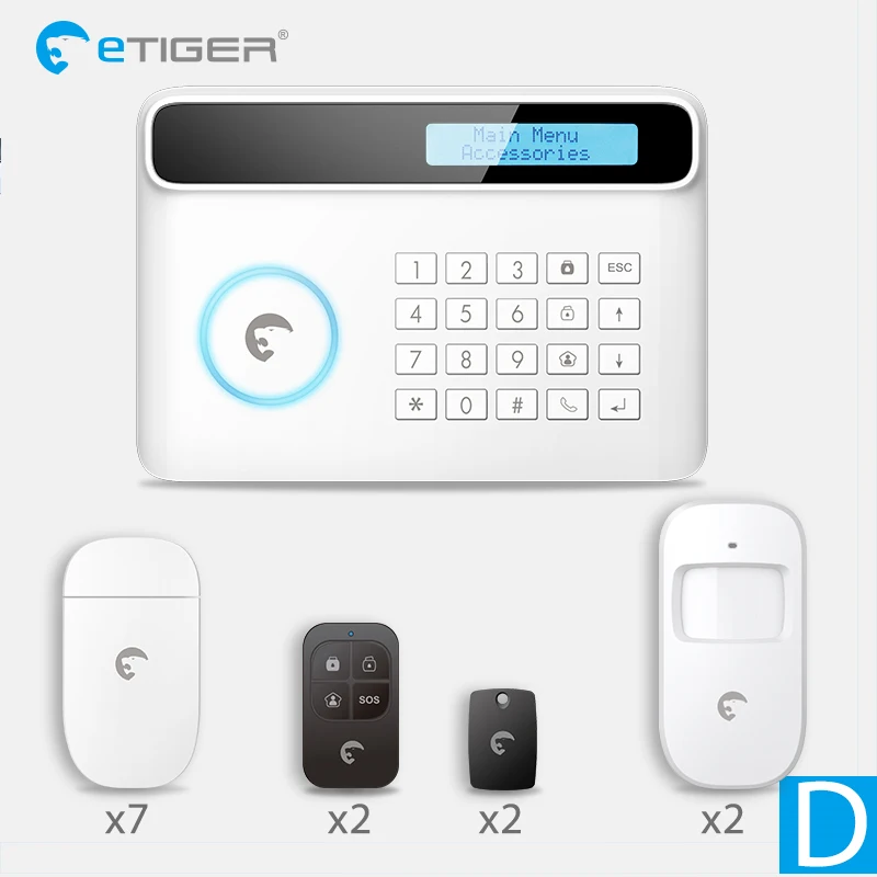 Set D ETiger S4 GSM сигнализация беспроводная домашняя Безопасность GSM охранная сигнализация - Цвет: Set D