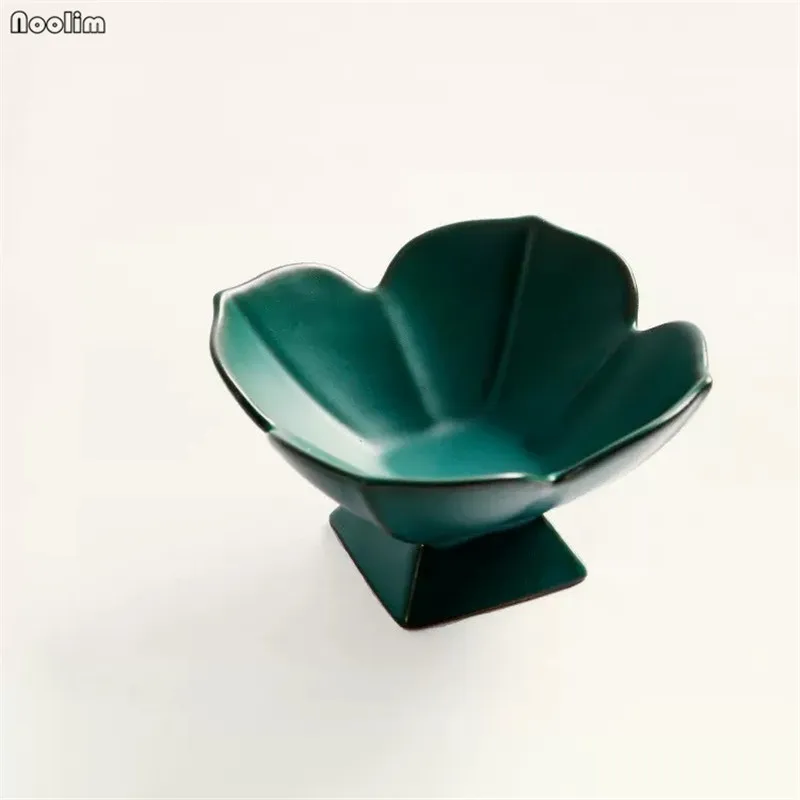 Зеленый Керамическая чайная тарелка в японском стиле, фруктовая тарелка, закуски, торт, подставка Ретро лоток для пирожных подставка для десерта украшение свадебного стола - Цвет: Зеленый