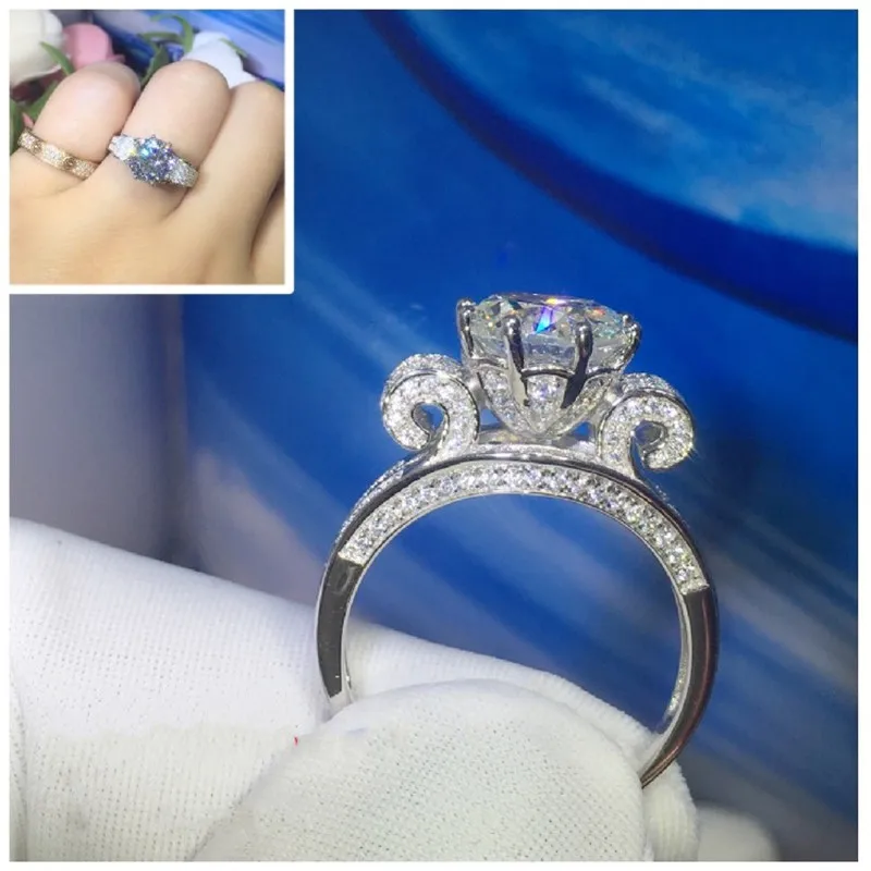 Кольцо “Цветок” с серебристого цвета 3ct AAAAA Cz камень заявление обручальное