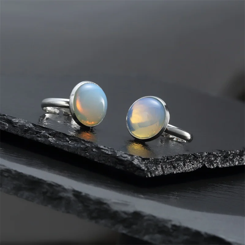Opal Винтаж под старину натуральный камень Открытое кольцо Модные ювелирные изделия голубой бирюзовый морской опал кольцо для женщин Свадебные кольца на годовщину - Цвет основного камня: Opal
