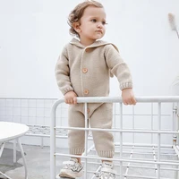 knitted baby romper autumn newborn baby clothes with hooded infant jumpsuit outerwear toddler baby boys girls romper onesie