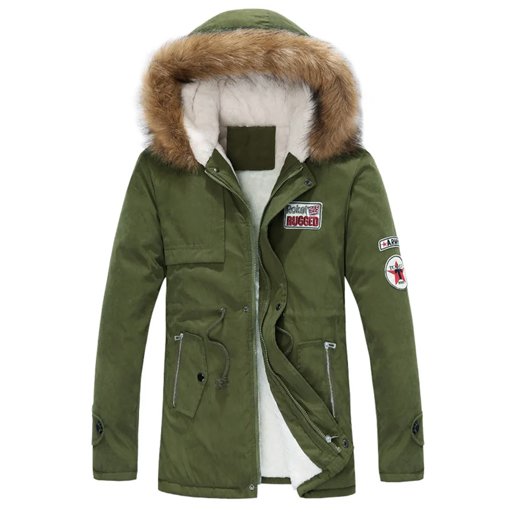 Man Parka Coats Winter Jacket Men Slim Thicken Fur Hooded Outwear Warm Coat Brand Clothing Casual Mens Veste Homme Top 1010 | Мужская