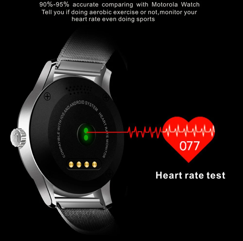 Браслет iwatch круглый Bluetooth Smart часы Классический здоровья из металла SmartWatch С