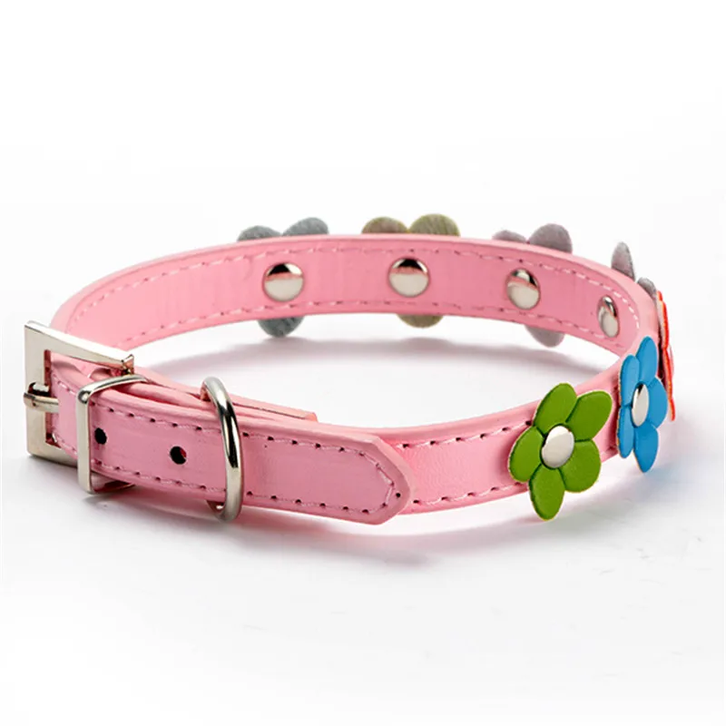 Милый цветок Шипованный щенок собака кошка ошейник кожаная Пряжка шейный ремень