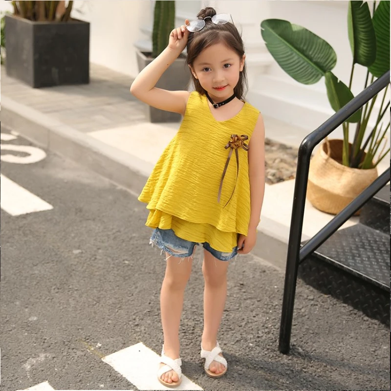 2018 Новый малышей костюм без рукавов юбка с цветочным рисунком + Шорты брюки