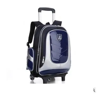 2 wheels blue PU Рюкзак-тележка для школы, сумка для мальчиков, детский рюкзак на колесиках для школы, сумка на колесиках для детей, школьный рюкзак на колесиках - Цвет: 2 wheels blue