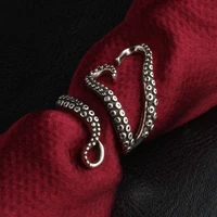 punk style high quality 925 silver gothic deep sea squid octopus finger ring fashion jewelry opened adjustable size
