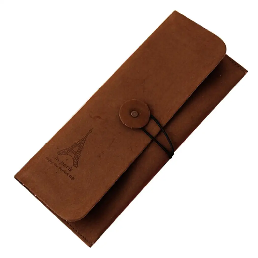 Новые студенческие Ретро Стиль Кнопка организовать карандаш коричневый темно