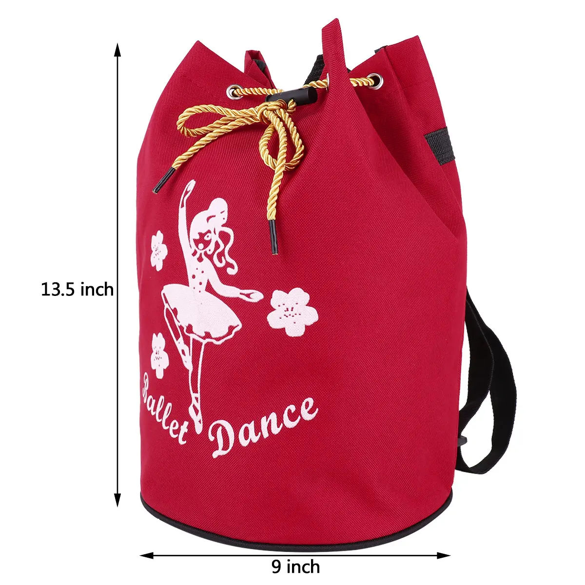 TiaoBug Cute Kids Fashion Drawstring Ballet Bag Backpack Girls Student School Backpack Dancer Print Rucksack for Gym Dance Class