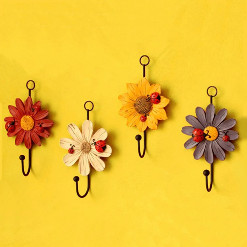 European Resin Flower Hook Ornaments Creative Clothing Store Door Wall Decoration Coat Key Holder Household Hanger Hooks | Дом и сад