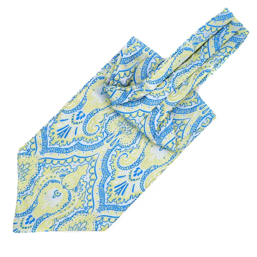 Newest Men's Cravat Tie Set Handkerchief Silk Paisley Jacquard Ascot Necktie Sets Pocket Square for Business Wedding Party