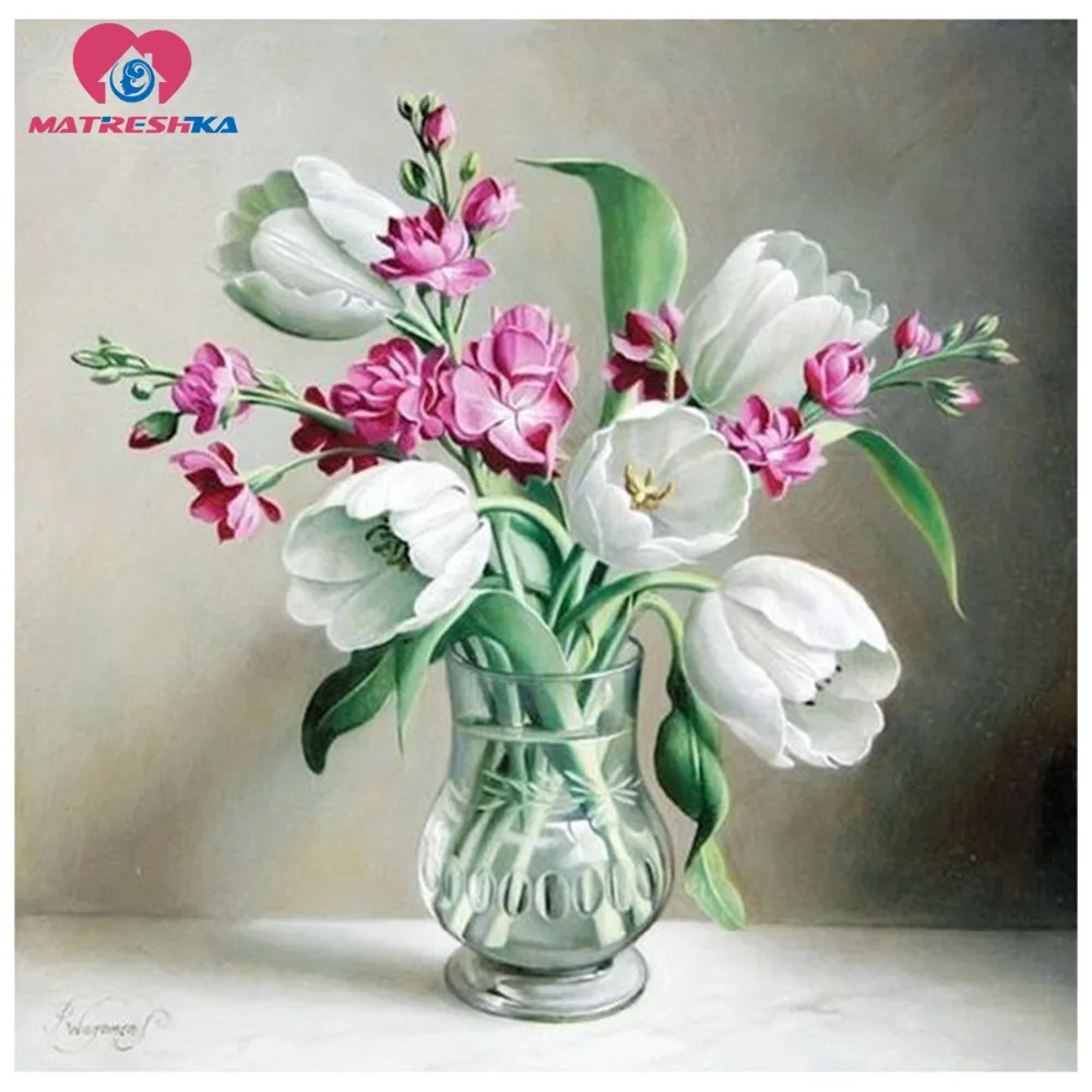 Алмазная Вышивка Цветы алмазы мозаика камни в форме ромба Стразы крестом рисунки