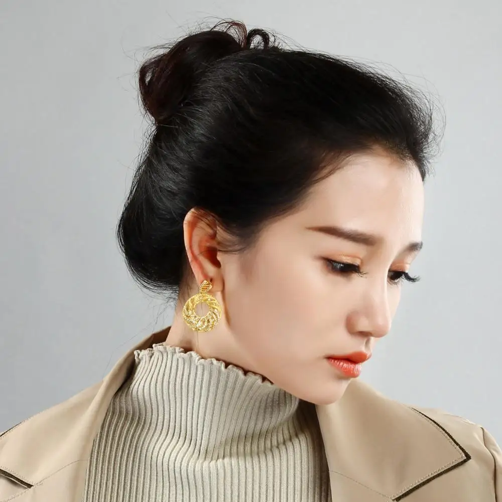 New Trendy Bridal Dangle Earring brinco feminino Round Shape Wedding party aretes largos Top Quality Banquet Drop earrings | Украшения и