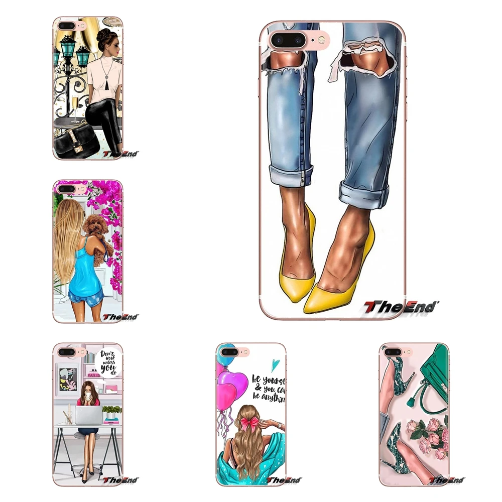 Прозрачный корпус из ТПУ с черными и коричневыми волосами для маленьких мам