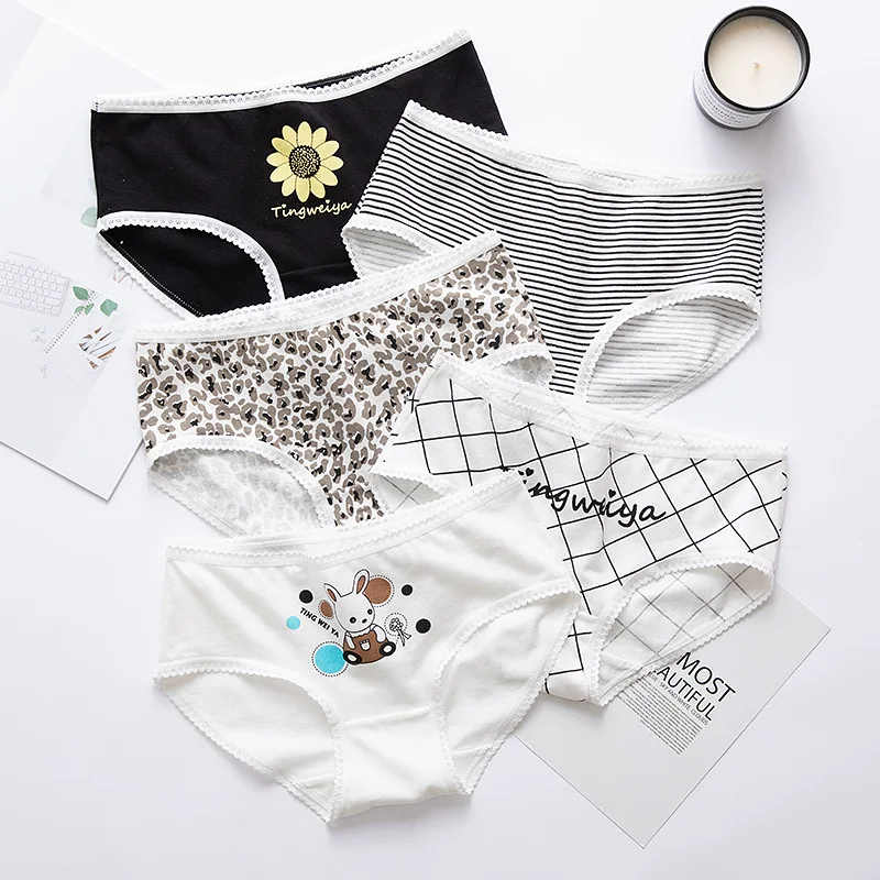 5 шт./лот новые хлопковые трусики женские удобные дышащие трусы сексуальные для