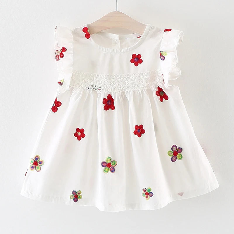 Южная Корейская версия из Детская одежда Цвет вышивкой Хлопковое платье Лето 2018