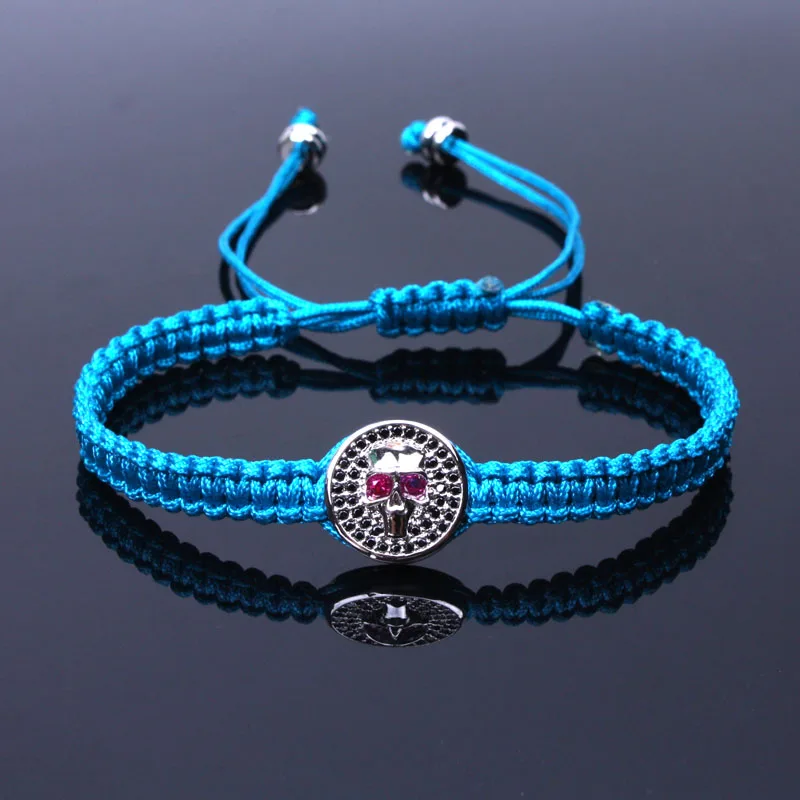 Новый черный CZ проложить череп браслет для мужчин ручной работы готический в