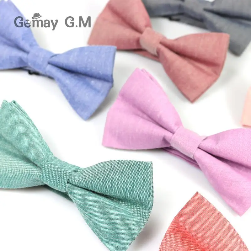 New Men's solid color cotton bow tie double Candy-colored Suit Bowtie Unisex Cotton Double-deck Bowties for Man Male Neckwear |