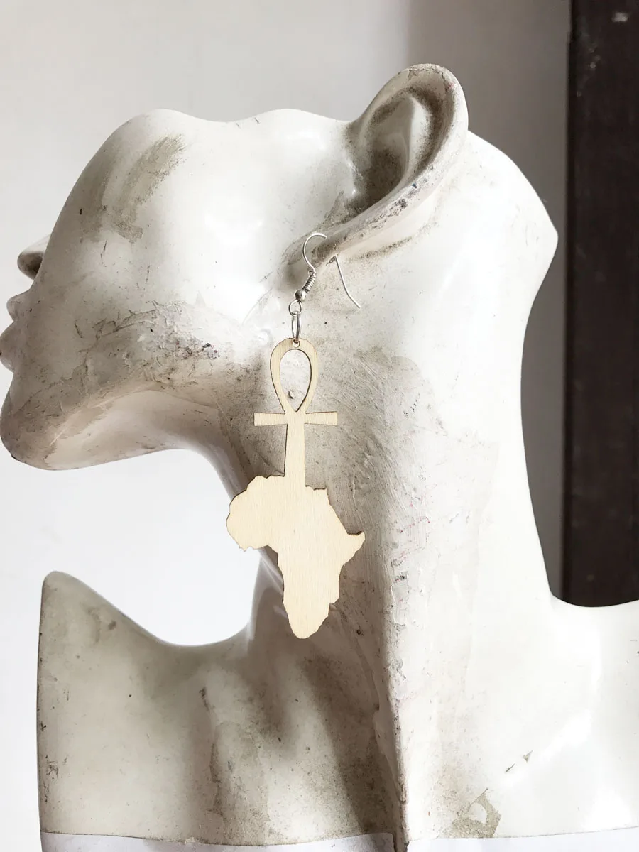 1 пара Африканский крест с картой деревянные серьги подарочные украшения|earrings with
