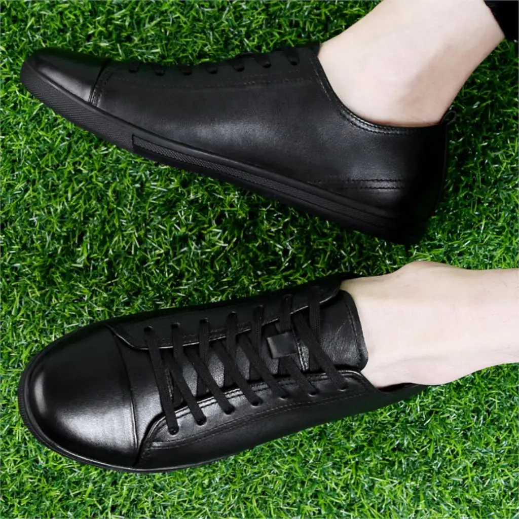 Мужская обувь из натуральной кожи черная/Белая большие размеры 39-47