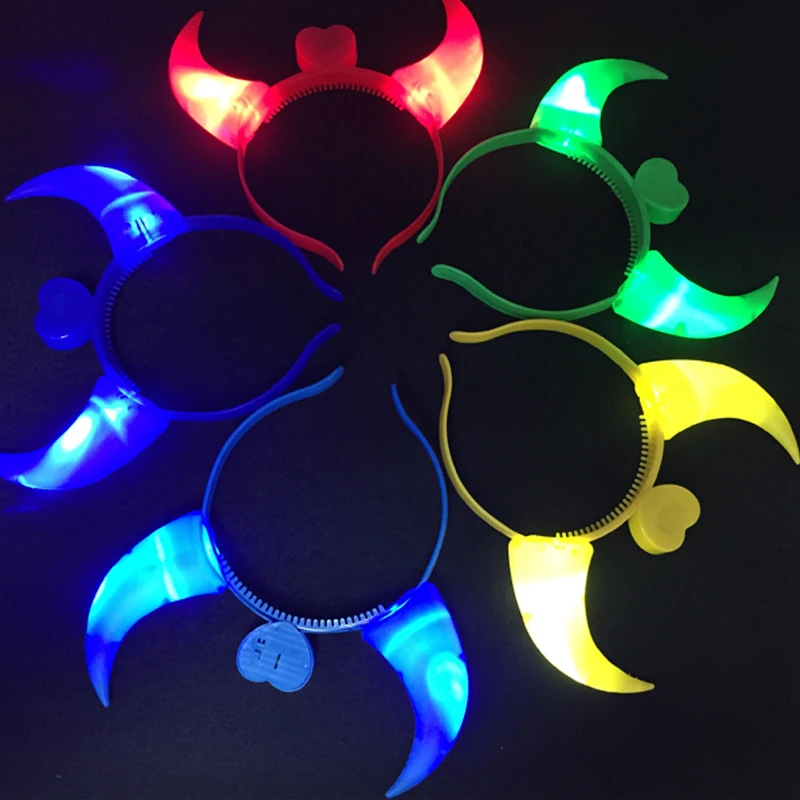 Gafas Led Costume Leds Baby Shower 20pcs/lot Flashing Ox Horns Luminous Toys Light Up Headwear For Party Concert Props Glowing | Дом и сад