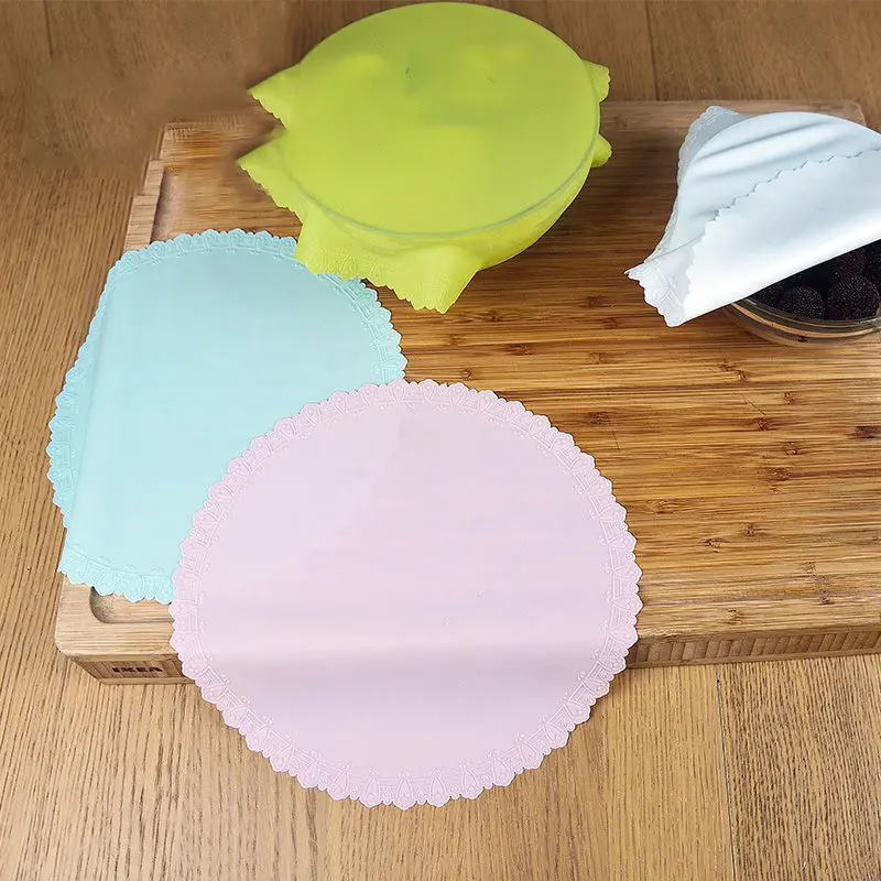 IVYSHION Food Grade Silicone Wrap Food Fresh Keeping Lid High Stretch Seal Vacuum Container Cover Storage Lids Kitchen Tools