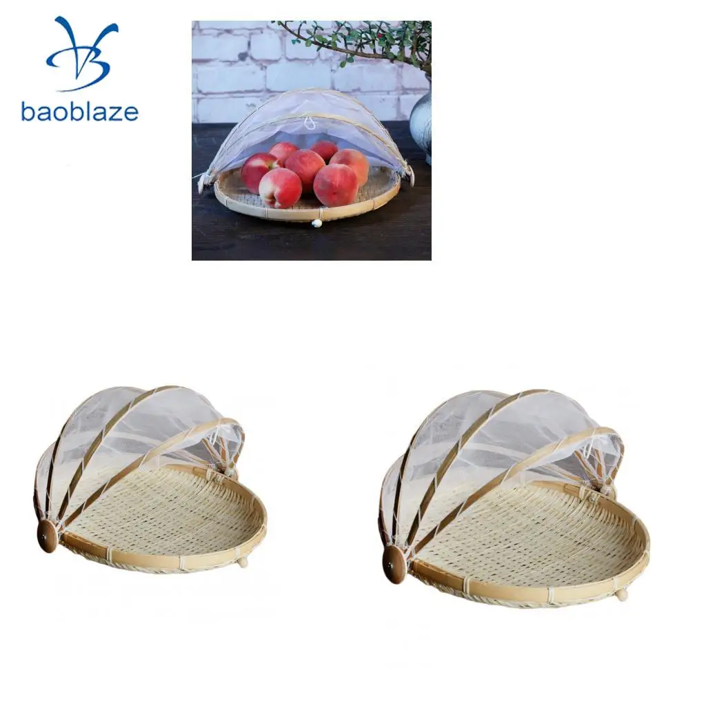 2xbamboo палатка корзина сервировочная Еда Открытый Пикник всплывающий сетчатый