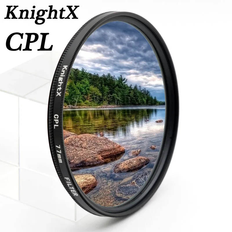 KnightX CPL cpl поляризационный фильтр для объектива 49 мм 52 мм 55 мм 58 мм 62 мм 67 мм 72 мм 77 мм для sony Canon Nikon 400D D3000 450D 52