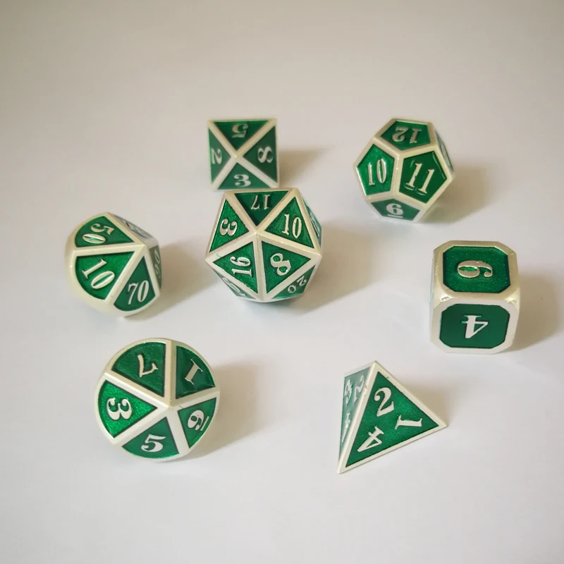 Новая настольная игра Новые металлические кости и die box для DND игры жемчуг серебро прозрачный зеленый