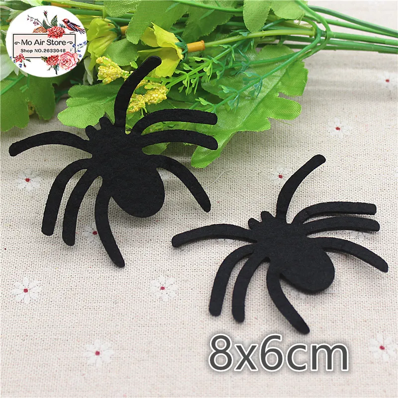 

8x6CM 20pcs Non-woven patches Halloween Spider Felt Appliques for clothes Sewing Supplies diy craft ornament