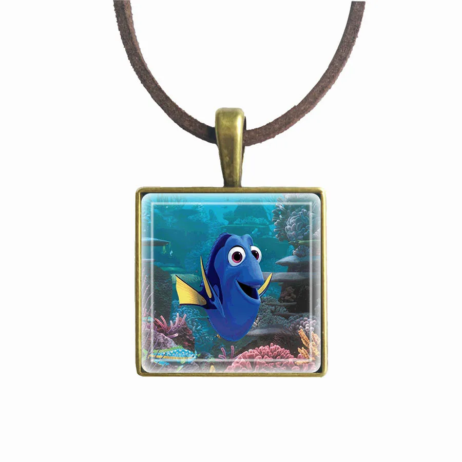 Квадратное ожерелье в виде рыбки клоуна рыбка Немо подвеска животных|movie jewelry|anime