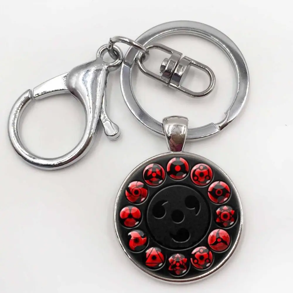 Silver keychain Япония Наруто ювелирные изделия Учиха сасуке Шаринган ожерелье Узумаки Наруто красный глаз Фото Подвеска глазное яблоко ожерелье s ювелирные изделия ручной работы - Окраска металла: Silver keychain