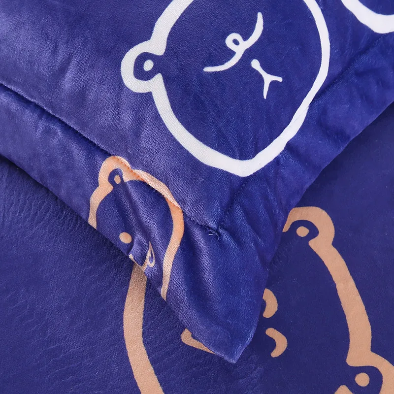 Темно синий + белый Копилка узор Атлас Отель кровать Простыни установлены