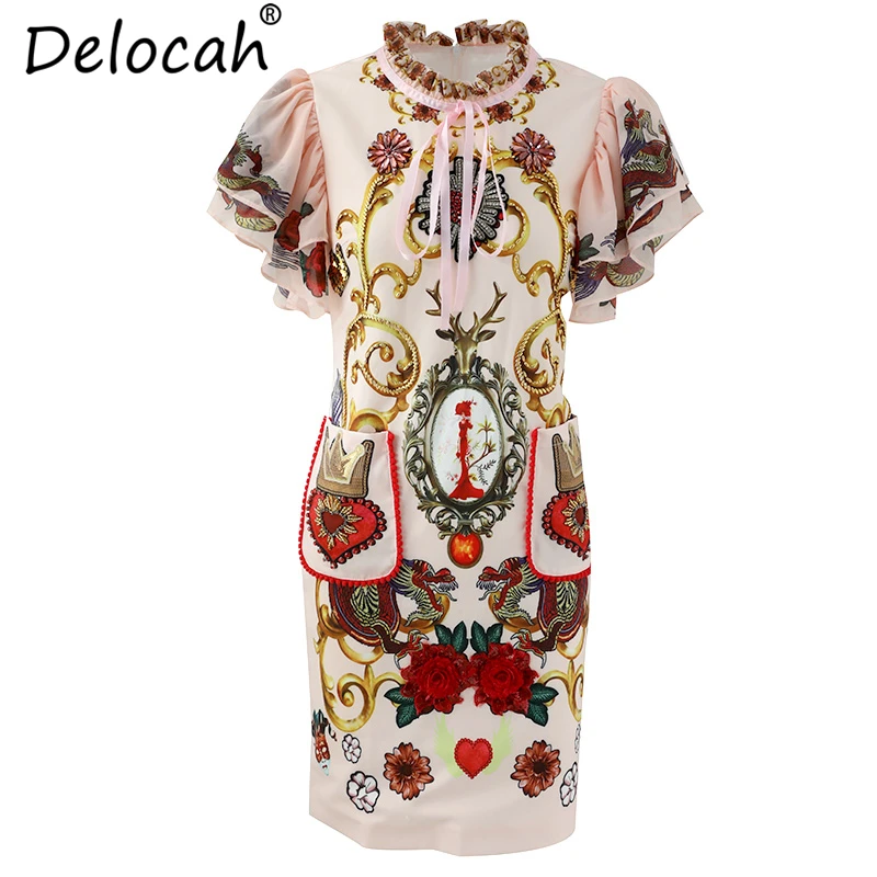 Delocah Новое Женское летнее Мини платье для подиума модное с рукавом бабочкой и