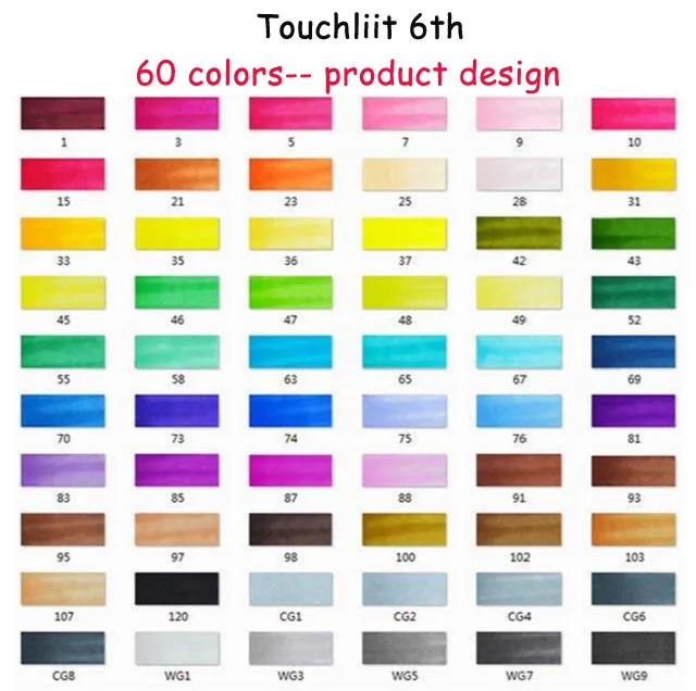 60 product design Touchliit спиртовые двойные художественные маркеры аниме архитектура 30 40 60 80 цветов ландшафтный дизайн интерьера профессиональные маркеры графические ручки для рисования - Цвет: 60 product design