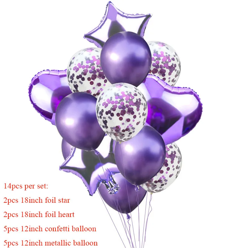 balloon purple Мульти конфетти надувные воздушные шары на день рождения Синий Серебристый воздушный шар металлические баллоны с гелием мальчик девочка ребенок душ вечерние украшения - Цвет: balloon purple