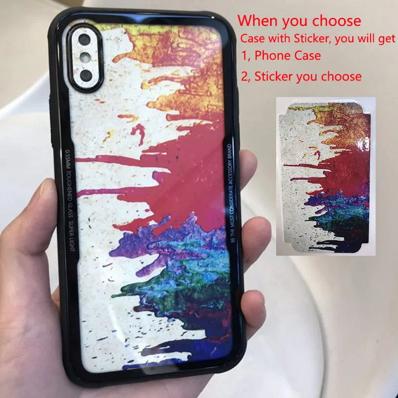 Прозрачное закалённое Стекло 9 H задняя крышка чехол с наклейками для iPhone XR XS Max