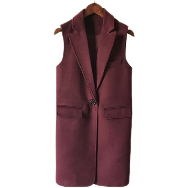 AKSLXDMMD Women's Vest 2019 New Autumn and Winter Plus Size Fashion Sleeveless Mid-long Wool Jacket Coat LH990 | Женская одежда