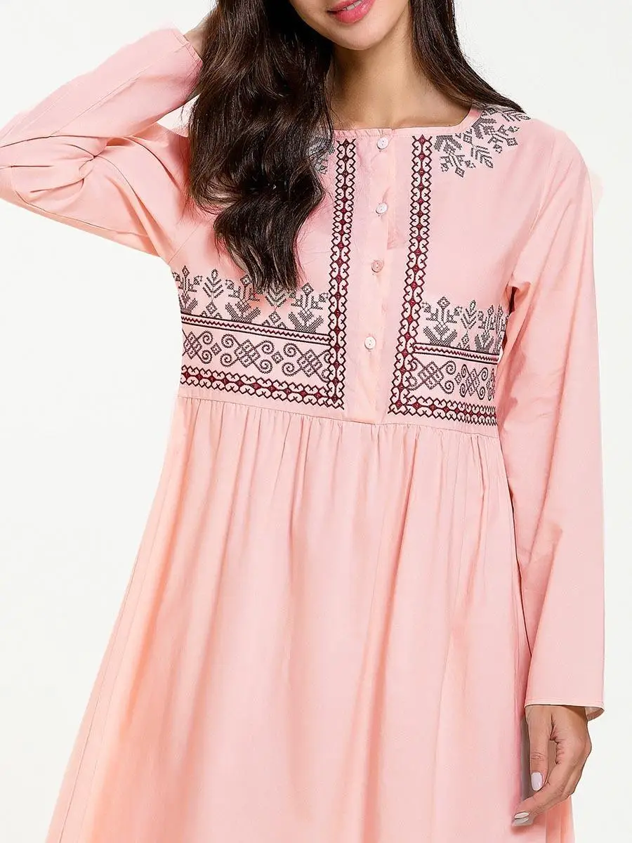 Женское платье с вышивкой и длинными рукавами мусульманский кафтан абайя