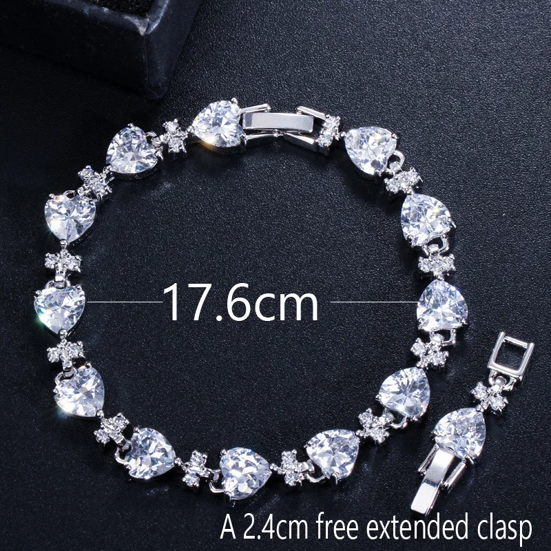 Женский браслет с фианитом в форме сердца|party bracelet|bracelet braceletsterling silver jewelry |