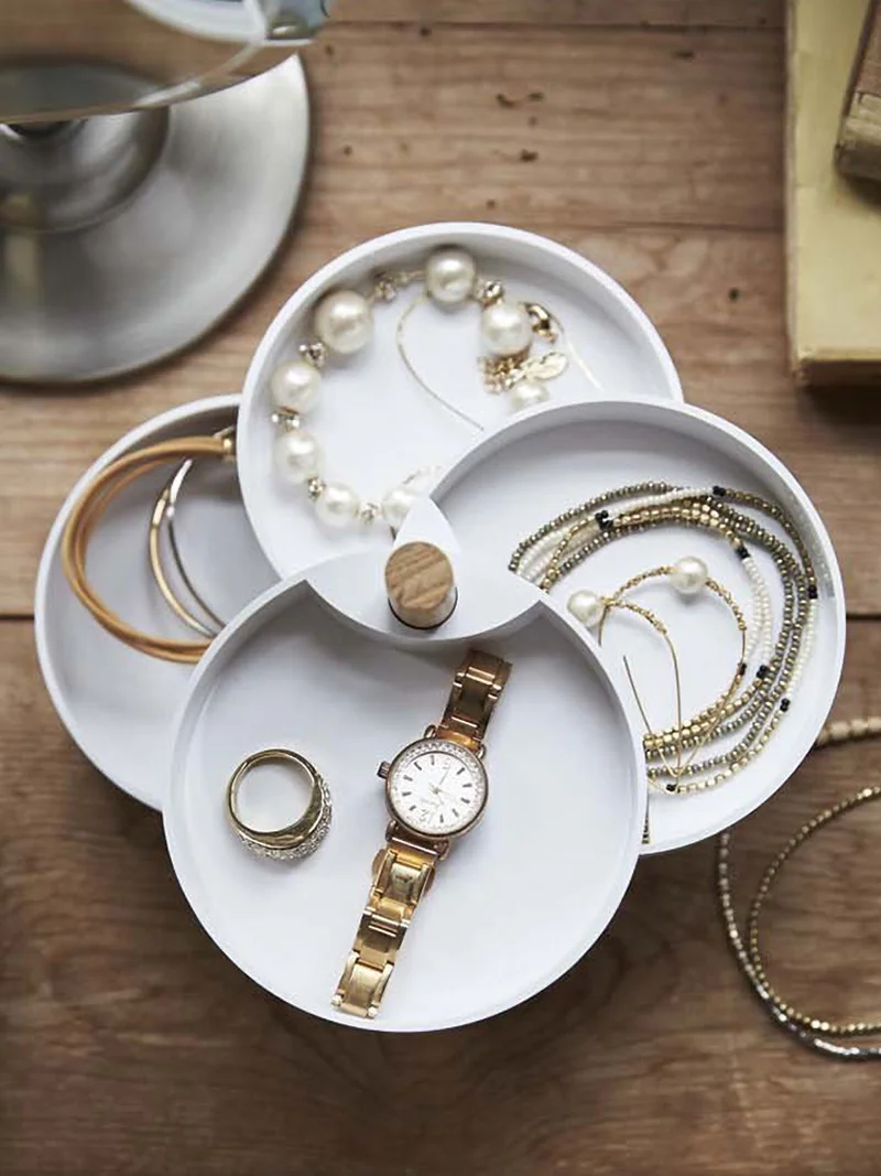 Органайзер круглая шкатулка для ювелирных изделий простая вращающаяся коробка