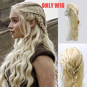only wig Горячее предложение! Распродажа! Костюмы для косплея «Игра престолов», «Дейенерис Таргариен», 7 сезон, для взрослых, женщин, матери драконов, вечерние костюмы на Хэллоуин - Цвет: only wig