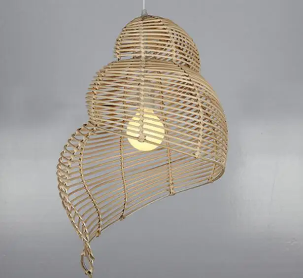 Юго Восточная Азия творческий бамбука подвесной светильник морская улитка Форма